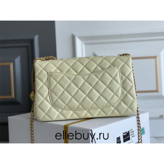 Chanel Classic Flap bag Small 23 Light Yellow Gold Hardware Camellia Clasp Lambskin Hass Factory leather 15x23x6cm