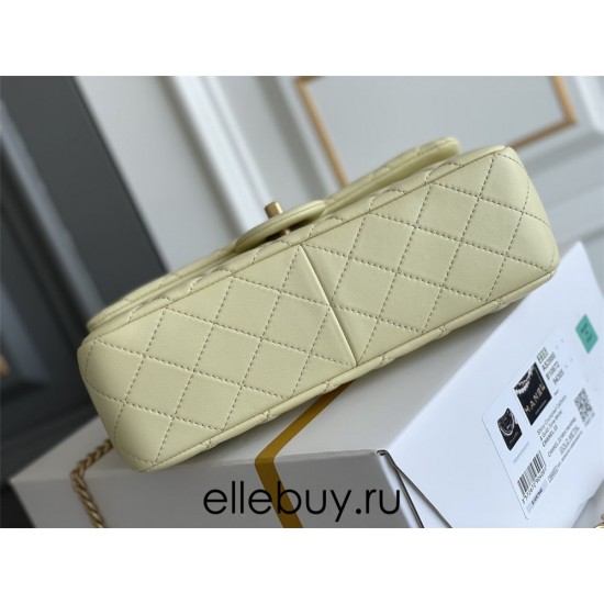 Chanel Classic Flap bag Small 23 Light Yellow Gold Hardware Camellia Clasp Lambskin Hass Factory leather 15x23x6cm