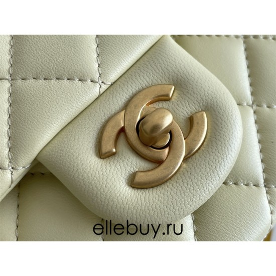 Chanel Classic Flap bag Small 23 Light Yellow Gold Hardware Camellia Clasp Lambskin Hass Factory leather 15x23x6cm