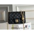 Chanel Classic Flap bag Mini 17 Black Gold Hardware Camellia Clasp Lambskin Hass Factory leather 14x17x8cm