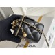 Chanel Small Gold Small Ball Double Chain Makeup Bag Vanity Box Black Gold Hardware Lambskin Hass Factory leather 9x11x7cm