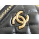 Chanel Small Gold Small Ball Double Chain Makeup Bag Vanity Box Black Gold Hardware Lambskin Hass Factory leather 9x11x7cm