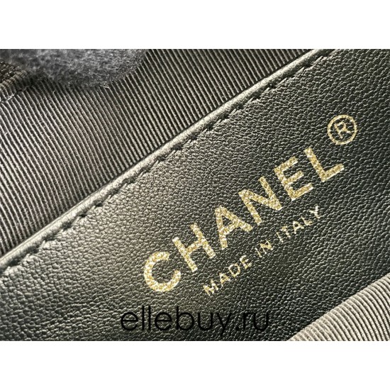 Chanel 22K Hobo Black Gold Hardware Medium 24 Lambskin Hass Factory leather 18x24x6cm