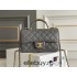 Chanel 22B Classic Flap bag Mini 20 with Handle Gray Gold Hardware Lambskin Hass Factory leather 12x20x6cm