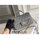 Chanel 22B Classic Flap bag Mini 20 with Handle Gray Gold Hardware Lambskin Hass Factory leather 12x20x6cm