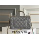 Chanel 22B Classic Flap bag Mini 20 with Handle Gray Gold Hardware Lambskin Hass Factory leather 12x20x6cm