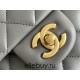 Chanel 22B Classic Flap bag Mini 20 with Handle Gray Gold Hardware Lambskin Hass Factory leather 12x20x6cm