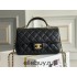 Chanel 22B Classic Flap bag Mini 20 with Handle Black Gold Hardware Lambskin Hass Factory leather 12x20x6cm