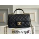 Chanel 22B Classic Flap bag Mini 20 with Handle Black Gold Hardware Lambskin Hass Factory leather 12x20x6cm