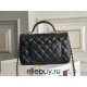 Chanel 22B Classic Flap bag Mini 20 with Handle Black Gold Hardware Lambskin Hass Factory leather 12x20x6cm