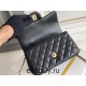 Chanel 22B Classic Flap bag Mini 20 with Handle Black Gold Hardware Lambskin Hass Factory leather 12x20x6cm