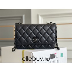 Chanel 22B Trendy CC WOC 19 So Black Lambskin Hass Factory leather 19cm