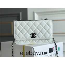 Chanel 22B Trendy CC WOC 19 White So Black Lambskin Hass Factory leather 19cm