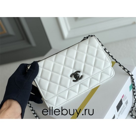 Chanel 22B Trendy CC WOC 19 White So Black Lambskin Hass Factory leather 19cm