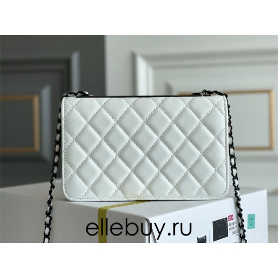 Chanel 22B Trendy CC WOC 19 White So Black Lambskin Hass Factory leather 19cm