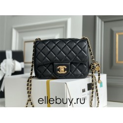 Chanel 22S Classic Flap bag Woven Gold Ball Black Gold Hardware Mini 17 Lambskin Hass Factory leather 13x17x7cm