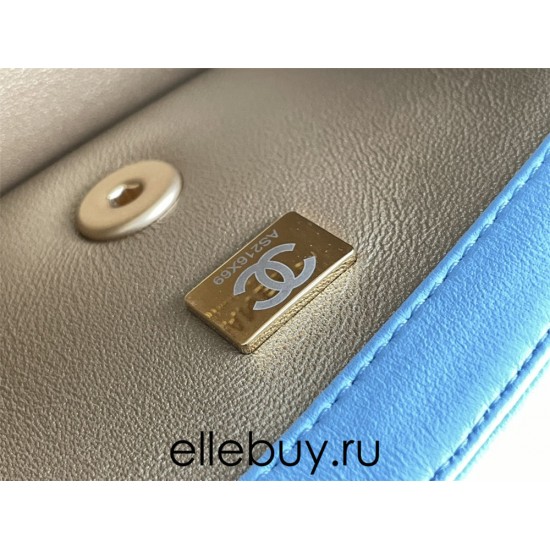 Chanel 22S Classic Flap bag Woven Gold Ball Blue Gold Hardware Mini 20 Lambskin Hass Factory leather 13x20x7cm