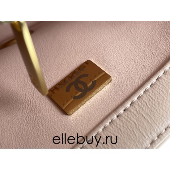 Chanel 22C Classic Flap bag Mini 18 Gold Ball Pink Gold Hardware Lambskin Hass Factory leather 13x18x7cm