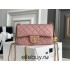 Chanel 22C Classic Flap bag Mini 20 Gold Ball Deep Pink Gold Hardware Lambskin Hass Factory leather 13x20x7cm