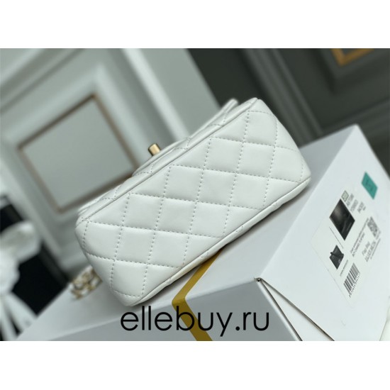 Chanel 22C Classic Flap bag Mini 18 Gold Ball White Gold Hardware Lambskin Hass Factory leather 13x18x7cm