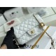 Chanel 22C Classic Flap bag Mini 20 Gold Ball White Gold Hardware Lambskin Hass Factory leather 13x20x7cm