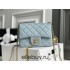 Chanel 22C Classic Flap bag Mini 18 Gold Ball Light Blue Gold Hardware Lambskin Hass Factory leather 13x18x7cm