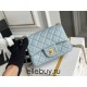 Chanel 22C Classic Flap bag Mini 18 Gold Ball Light Blue Gold Hardware Lambskin Hass Factory leather 13x18x7cm