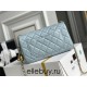 Chanel 22C Classic Flap bag Mini 20 Gold Ball Light Blue Gold Hardware Lambskin Hass Factory leather 13x20x7cm