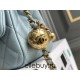 Chanel 22C Classic Flap bag Mini 20 Gold Ball Light Blue Gold Hardware Lambskin Hass Factory leather 13x20x7cm