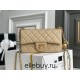 Chanel 22C Classic Flap bag Mini 20 Gold Ball Apricot Gold Hardware Lambskin Hass Factory leather 13x20x7cm