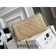 Chanel 22C Classic Flap bag Mini 20 Gold Ball Apricot Gold Hardware Lambskin Hass Factory leather 13x20x7cm