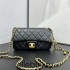 Chanel 22C Classic Flap bag Mini 20 Woven Gold Ball Black Gold Hardware Lambskin Hass Factory leather 13x20x7cm