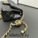 Chanel 22C Classic Flap bag Mini 20 Woven Gold Ball Black Gold Hardware Lambskin Hass Factory leather 13x20x7cm