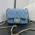 Chanel 22C Classic Flap bag Mini 18 Denim Blue Gold Ball Denim Blue Gold Hardware Lambskin Hass Factory leather 13x18x7cm