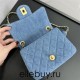 Chanel 22C Classic Flap bag Mini 18 Denim Blue Gold Ball Denim Blue Gold Hardware Lambskin Hass Factory leather 13x18x7cm