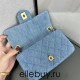 Chanel 22C Classic Flap bag Mini 20 Denim Blue Gold Ball Denim Blue Gold Hardware Lambskin Hass Factory leather 13x20x7cm