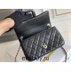 Chanel 23C Classic Flap bag Mini 20 Black and White Checkered Gold Ball Black Champagne Gold Hardware Lambskin Hass Factory leather 13x20x7cm