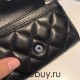 Chanel Classic Wallet Black Silver Hardware Lambskin Hass Factory leather 12x7cm