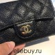 Chanel Classic Wallet Black Gold Hardware Caviar Leather Hass Factory leather 12x7cm