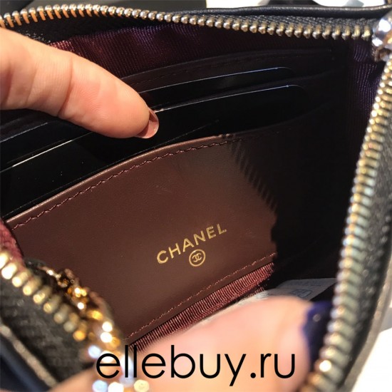 Chanel Classic Wallet Black Gold Hardware Lambskin Hass Factory leather 15cm