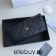 Chanel Classic Wallet Long Flat Cover 19cm Black Gold Hardware Lambskin Hass Factory leather 11x19x3cm