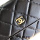 Chanel Classic Wallet Long Flat Cover 19cm Black Gold Hardware Lambskin Hass Factory leather 11x19x3cm