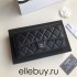 Chanel Classic Wallet Long Curved Cover 19cm Black Silver Hardware Lambskin Hass Factory leather 11x19x3cm