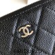 Chanel Classic Wallet Zipper 19cm Black Silver Hardware Caviar Leather Hass Factory leather 11x8x2cm