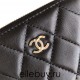 Chanel Classic Wallet Zipper 19cm Black Silver Hardware Lambskin Hass Factory leather 11x8x2cm