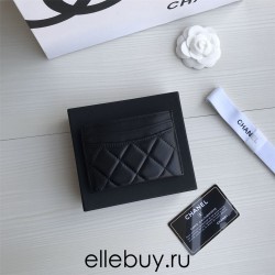 Chanel Classic Card Holder 11cm Black Gold Hardware Lambskin Hass Factory leather 11x7x1cm