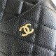 Chanel Classic Wallet Vertical Zipper 19cm Black Gold Hardware Caviar Leather Hass Factory leather 20x10x3cm