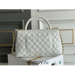 Chanel 23P Coco Handle Large 29cm White Gold Hardware Caviar Leather Hass Factory leather 29x18x12