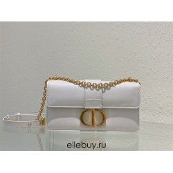 Dior 30 Montaigne East-West Small 21.5 White Smooth Calfskin Small Style Model: 9011S Size: 21.5 x 12 x 6 cm