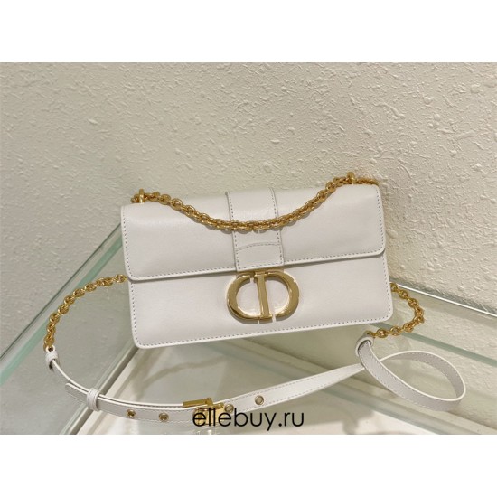 Dior 30 Montaigne East-West Small 21.5 White Smooth Calfskin Small Style Model: 9011S Size: 21.5 x 12 x 6 cm